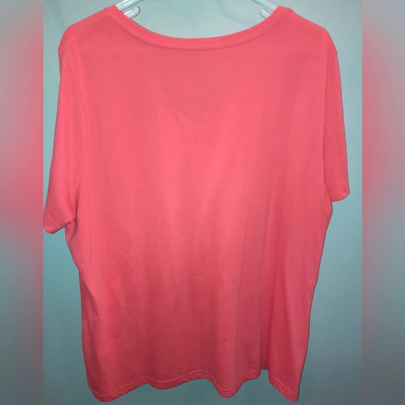 Faded Glory bright neon coral pink v-neck t-shirt size 2X GUC - Picture 2 of 5